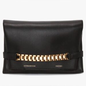 Victoria Beckham Chain Pouch clutch Black with Gold Chain